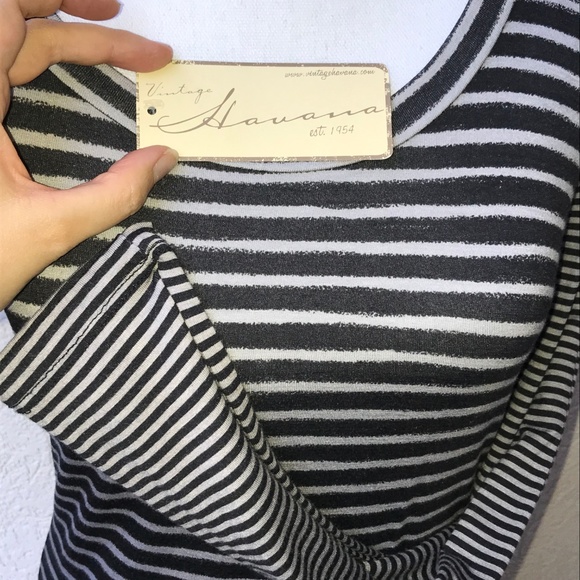 Vintage Diagonal Zipper longsleeve stripe tee - Picture 4 of 4